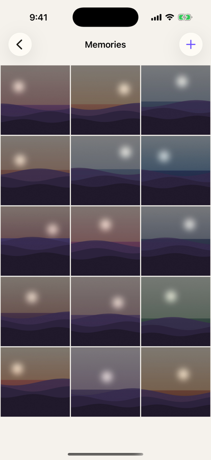 Memories grid of photos