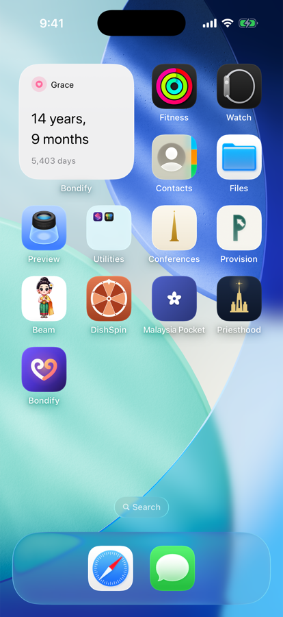 Bondify widgets on the Home Screen