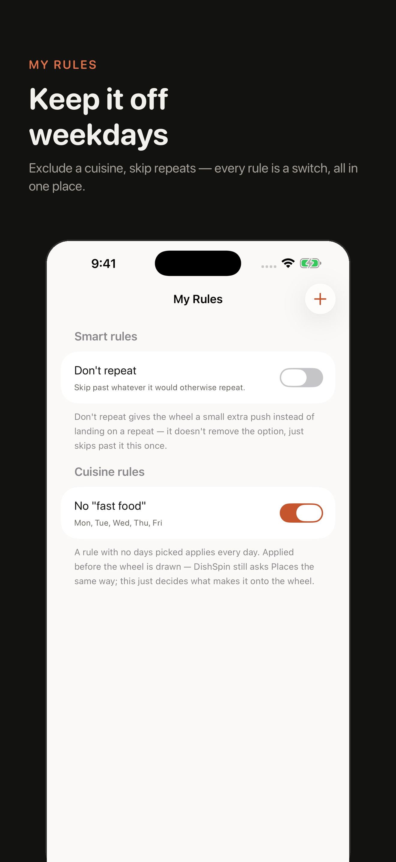 My Rules — toggle-based wheel rules