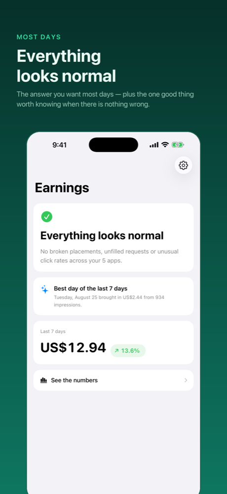 The home screen when everything looks normal