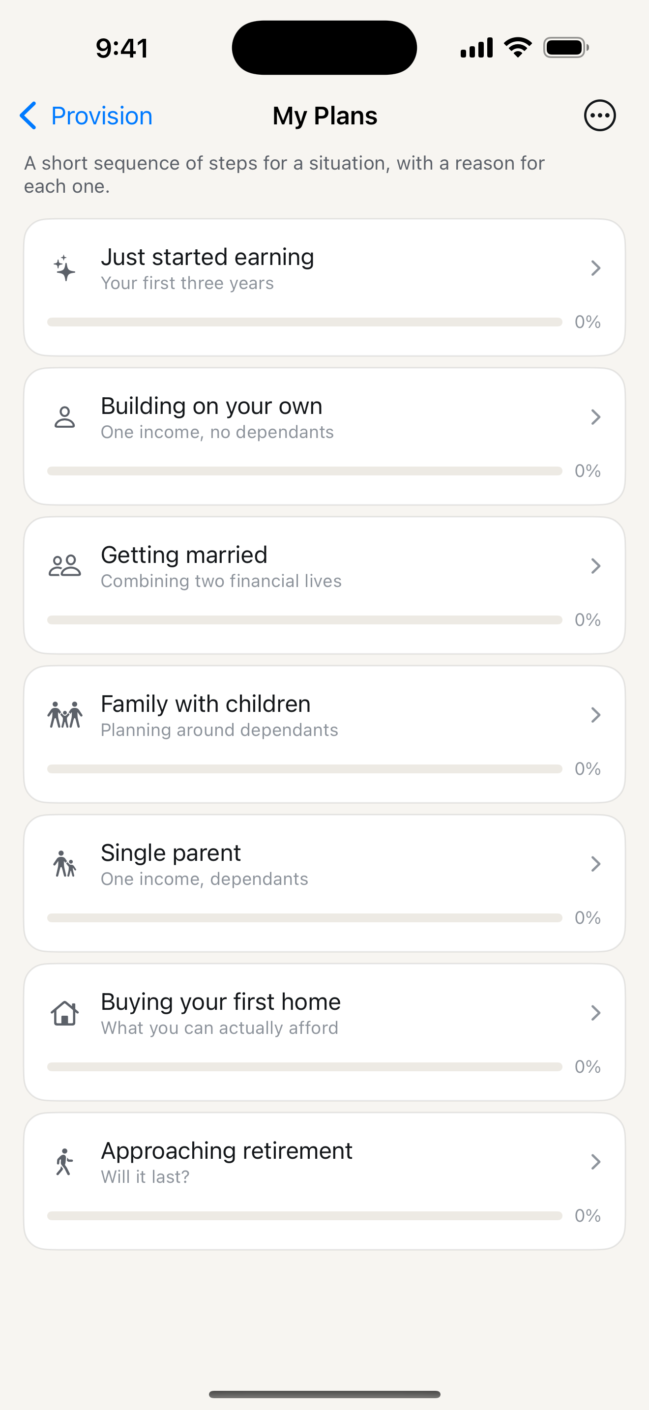 Plans screen